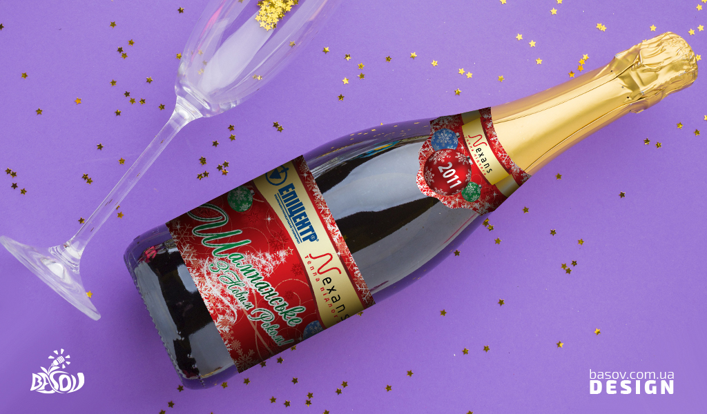 Етикетка шампанського nexans для мережі супермаркетів Епіцентр розробка дизайну