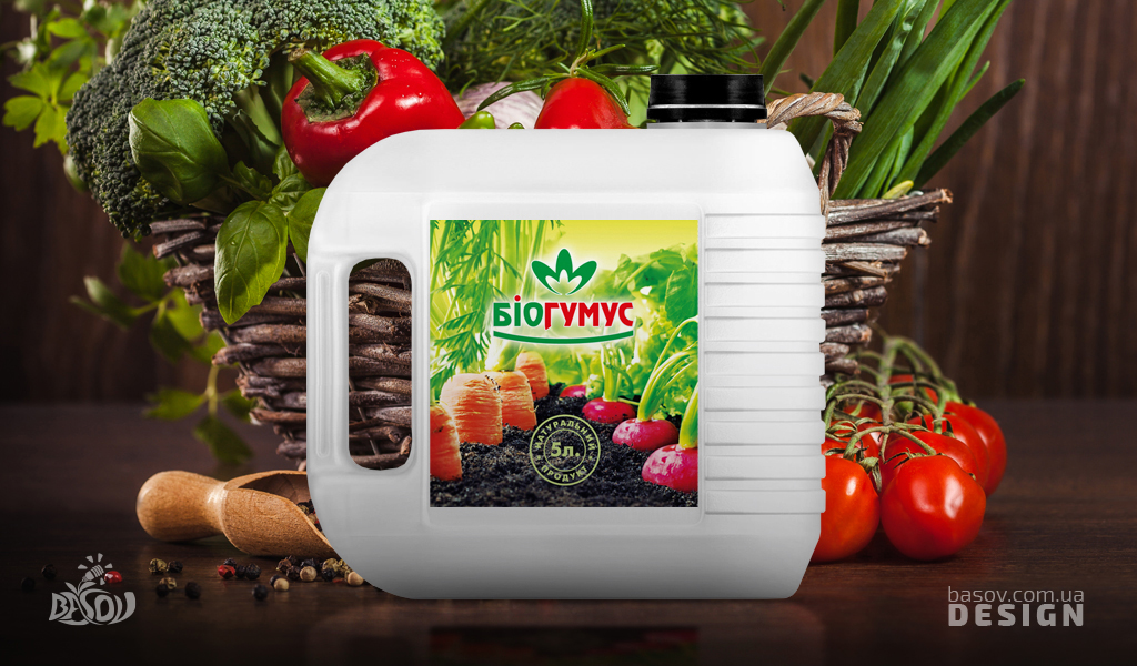 Етикетки органічне біодобрив Біогумус, розробка дизайнів.
