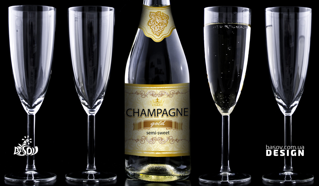 Етикетки шампанського CHAMPAGNE серія Gold, Silver, Rose розробка дизайнів.