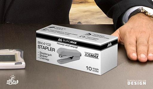 Упаковка степлера серії Jobmax, ТМ Buromax лежить на столі