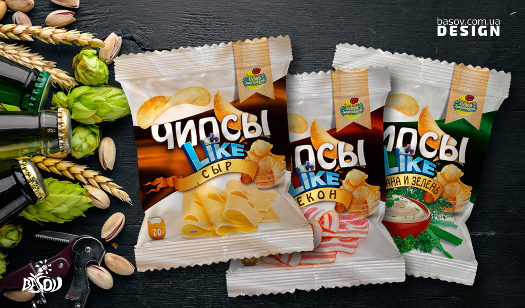 Упакування чіпсів Like лежачих на столі