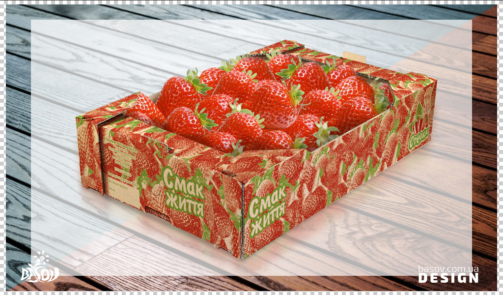 Упаковка тарна коробка для транспортування полуниці компанії Степка розробка дизайну.