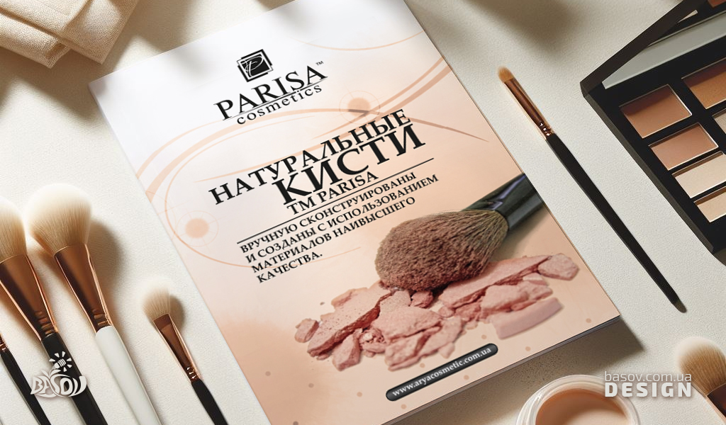 Каталог продукції натуральні пензлі для макіяжу Parisa cosmetics розробка дизайну