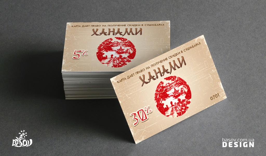 Дисконтна карта суші бар Ханамі розробка дизайну.