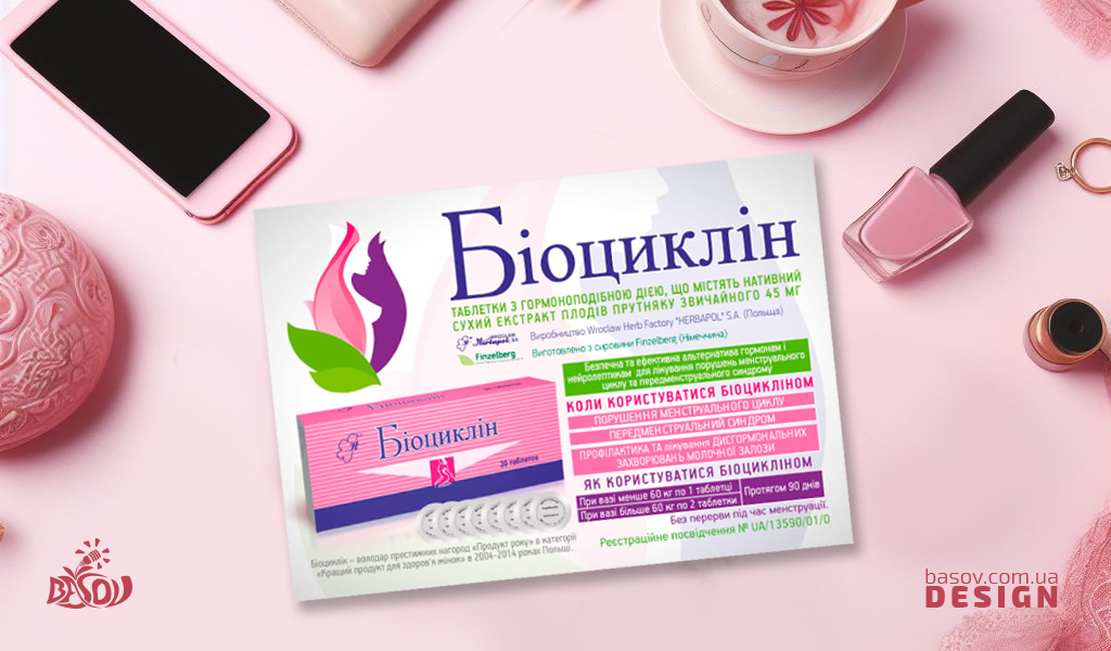 Листівка медичного препарату Біоциклін розробка дизайну