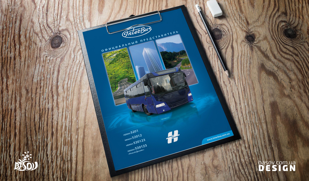 Листівка автосалону InterBus розробка дизайну