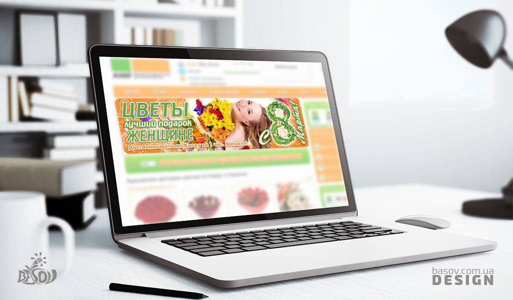Банери для сайтів та соціальних мереж компанії з продажу квітів AMF розробка дизайнів
