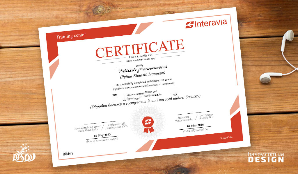 Сертифікат Interavia розробка дизайну